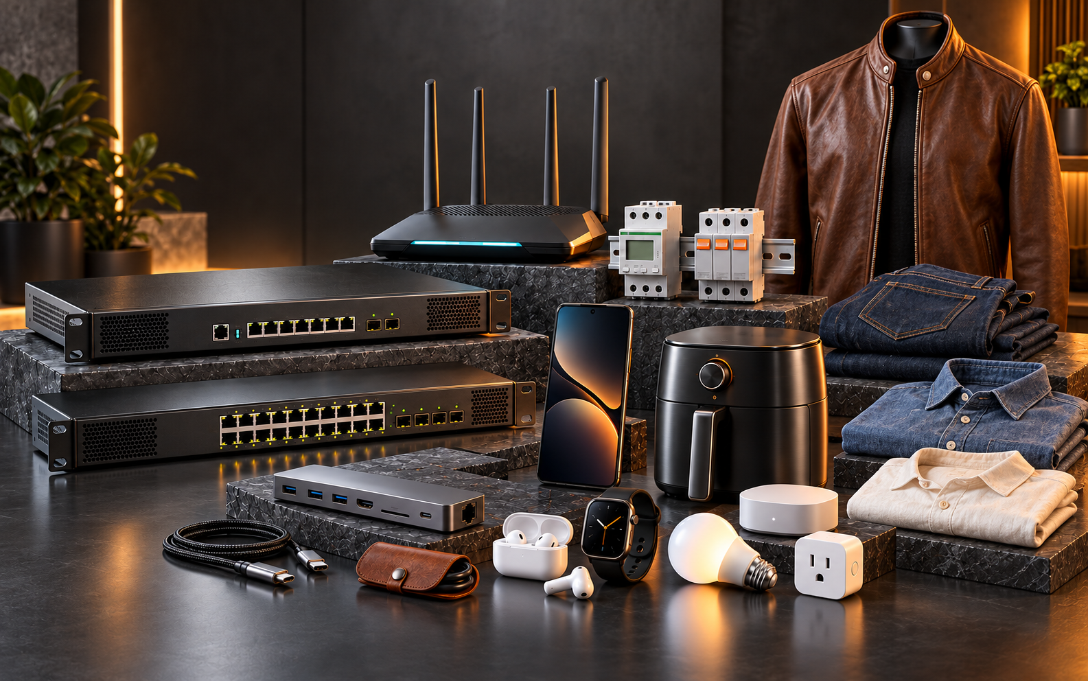 Networking, industrial IT, smart-home products and premium apparel